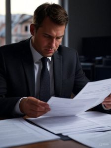 lawyer reviewing insurance documents