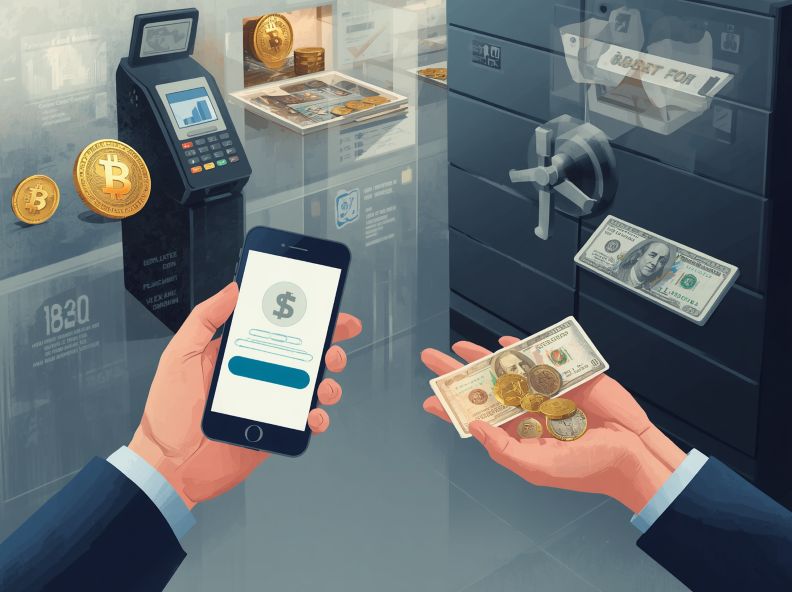 digital payment vs physical coins and banknotes